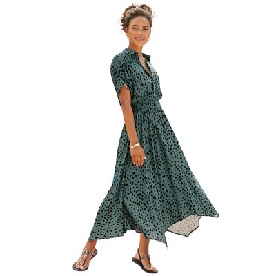Women's Printed Shirt Collar Dress - LASCANA