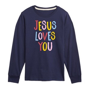 Boys' - Instant Message - Jesus Loves You Long Sleeve Graphic T-Shirt - 1 of 4