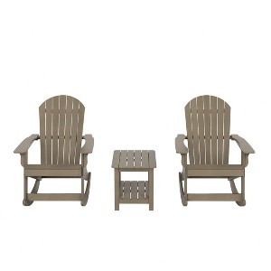 WestinTrends 3-Piece Outdoor Patio Adirondack Rocking Chair with Side Table Set - 1 of 3