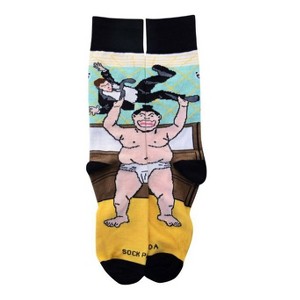 Sumo Man Tossing Business Office Man from Cubicle Socks - from the Sock Panda (Men's Sizes Adult Large) - 1 of 4