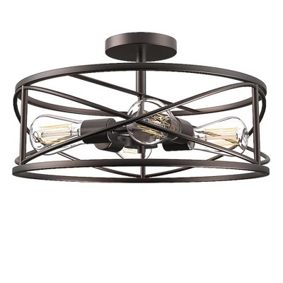 Cedar Hill 1 4-Light 17-in Matte Bronze LED Semi Flush Mount Light