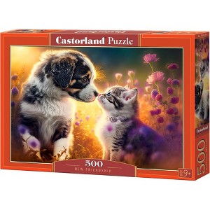 500 Piece Jigsaw Puzzle, New Friendship, Animal puzzle, Cat & Dog, Puppy, Kitten Adult Puzzle, Castorland B-53834 - 1 of 4