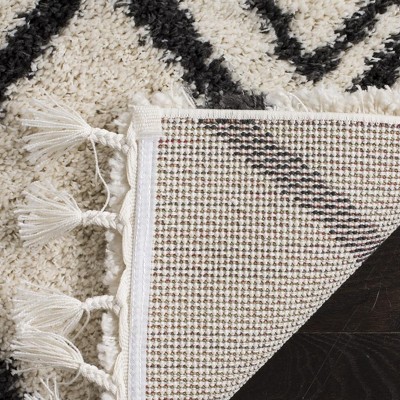 Ivory and Cream Hand-knotted Shag Wool Area Rug