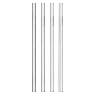 Unique Bargains 304 Stainless Steel Stylish Design Drinking Straw 9.5" Length 0.5" Width 4 Pcs