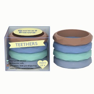 Sweet Paws Silicone Teether Stack Toy Set - Azure - 4pc - 1 of 4
