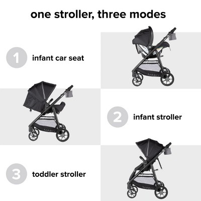 Diono Quantum 4 3-in-1 Travel System with LiteClik30 R SafePlus Infant Car Seat and Base, Black Jet