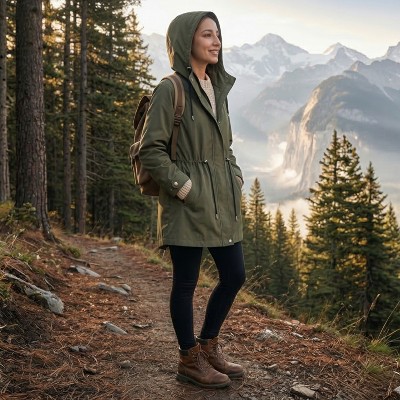 Женские куртки Rokka&Rolla Women's Trench Coat Windbreaker Jacket-Olive, size Medium — фото 5