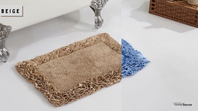 Cozy Cotton Shaggy 21"x34" Bath Rug with Ruffle Border - Gray