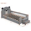 Twin Size Upholstered Daybed with Bear Shaped Headboard, Hydraulic System and Breathable Mesh Fence, Gray - 4 of 4