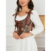 Women's Vintage Floral Corset Lace-Up Fishbone Print Vest Pirate Costume - 4 of 4