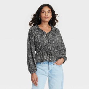 Women's Balloon Long Sleeve Blouse - Universal Thread™ - 1 of 3