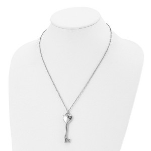 Chisel Stainless Steel Polished with Cubic Zirconia Heart Key Pendant on a 20" Cable Chain Necklace - 1 of 4