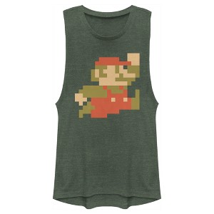 Juniors Womens Nintendo Small Mario Pixelated Festival Muscle Tee - 1 of 3
