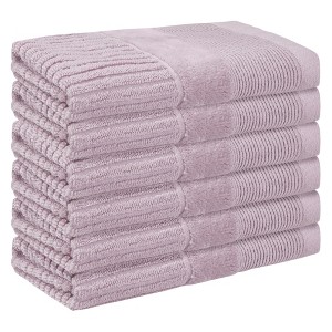 Unique Bargains Hotel Spa Bathroom Absorbent Towels Striped Comfort Cotton Washcloths 6 Packs - 1 of 4