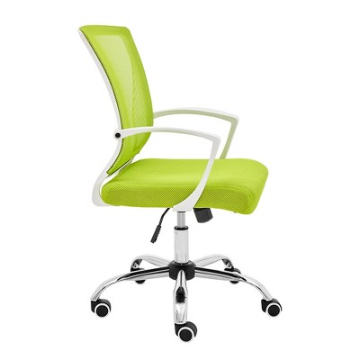 Zuna White/Lime Mesh Mid-Back Swivel Task Chair