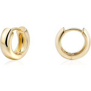 Small Thick Gold Chunky Hoop Earrings Lightweight Huggie Hoops For Women - 1 of 4