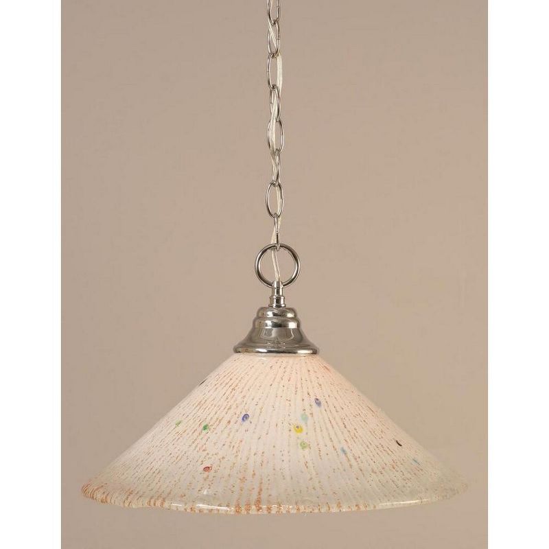 Toltec Lighting Any 1 - Light Pendant in  Chrome with 16" Frosted Crystal Shade, 1 of 2