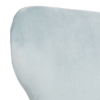 Slate Blue Velvet & Gold Wingback Transitional Accent Chair
