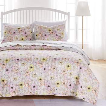 Greenland Home Fashions Misty Bloom Quilt Set Pink