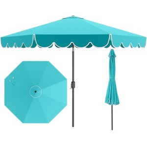 Costway 10 FT Patio Umbrella with Crank Tilt Adjustment Ruffles Vented Top 8 Ribs Beige/Brown/Gray/Blue/Red - 1 of 4