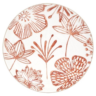 Red Floral Ceramic Dinnerware Set, Service for 4