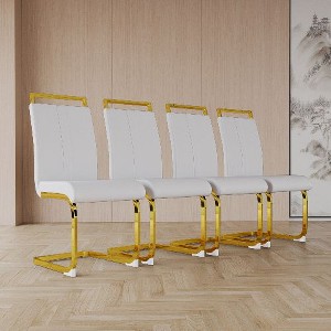 CAVINAS Modern Dining Chairs, Faux Leather High Back Upholstered Side Chair with C-shaped Tube Metal Legs, Guest Office Chair - 1 of 4