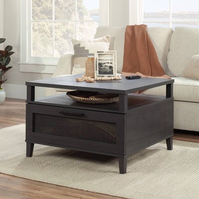 Raven Oak Square Wood Coffee Table with Storage Drawer