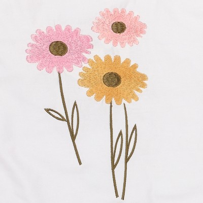 White and Pink Floral Cotton Baby Crib Bedding Set