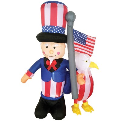 6' Uncle Sam with Eagle Inflatable Halloween Holiday Decorations