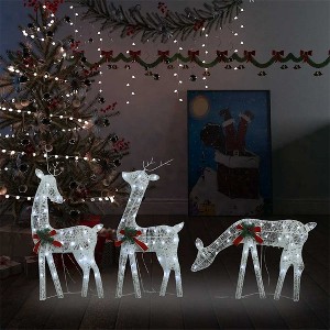 VidaXL Christmas Reindeer Family 106.3 in.x2.8 in.x35.4 in. White Cold White Mesh - 1 of 4