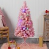 Nearly Natural 4-ft Holiday Frosted Pink Cashmere Artificial Christmas Tree with 30 Jumbo Multicolored Globe LED Lights - 4 of 4