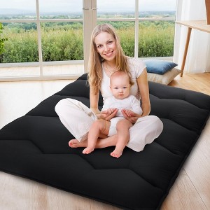 Coucheta Foldable Floor Mattress Japanese Futon Mattress Sleeping Tatami Mat for Floor, Roll Up Floor Bed for Home Apartment Travel, 54" x 80", Black - 1 of 4