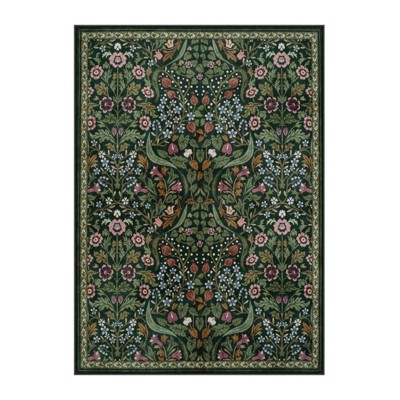 Lahome GST Intricate Floral Abundance Short Pile Velvet Rectangular Indoor Area Rug