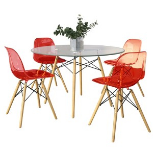 LeisureMod 5-Piece Dining Set, 4 Chairs, 1 Round Dining Table Dover Collection - 1 of 4
