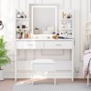 Vanity Desk with Mirror and Lights, Makeup Vanity Set w/Desk and Stool, Power Outlet, Vanity Table w/6 Storage Shelves - 3 of 4