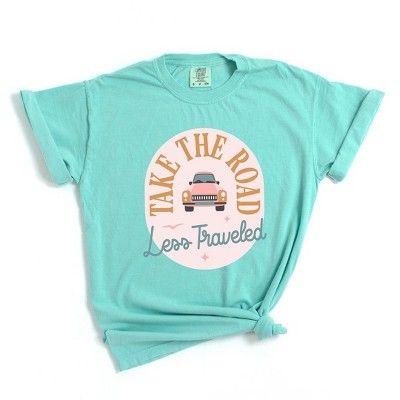 Simply Sage Market Women's Road Less Traveled Car Short Sleeve Garment Dyed Tee