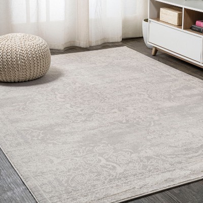 Rosalia Gray and Ivory Synthetic Medallion Area Rug