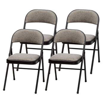 MECO Sudden Comfort Deluxe Metal Fabric Padded Folding Chair Set for Indoor Home Special Occasions or Outdoor Events, Black (Set of 4)