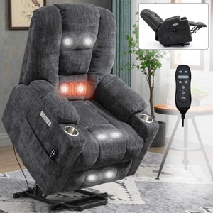 Power Lift Recliner Chair with Massage & Heat, 34" Wide Heavy Duty Recliner with USB, Type C Ports & Cup Holders for Living Room-3irtyhousy - 1 of 4