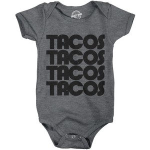 Creeper Tacos Tacos Tacos Funny Mexican Bodysuit For Newborn Baby - Crazy Dog Baby Bodysuit - 1 of 4