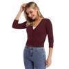 Clearlove Women's Cropped Bolero Cardigan – 3/4 Sleeve V-Neck Basic Classic Casual Button Down Knit Soft Sweater Top - 3 of 4