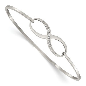 Chisel Stainless Steel Polished Cubic Zirconia Infinity Symbol Bangle - 1 of 4