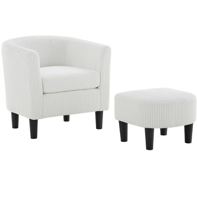 NicBex Corduroy Accent Chair,Upholstered Living Room Chairs with Ottoman and Mid-Height Backrest,Modern Arm Chair,Accent Chairs for Living Room