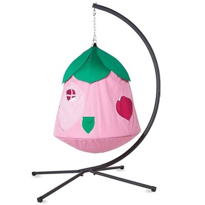 HearthSong - Cozy Posy HugglePod HangOut Special with Flower Hanging Tent, LED Flower Lights, and Stand, 48"H x 44"W, Holds Up To 250