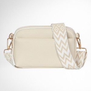 Hynes Eagle Women Compact Vegan Leather Crossbody – Convertible Small Shoulder Bag with Woven Strap & 3 Zipper Compartments - 1 of 4