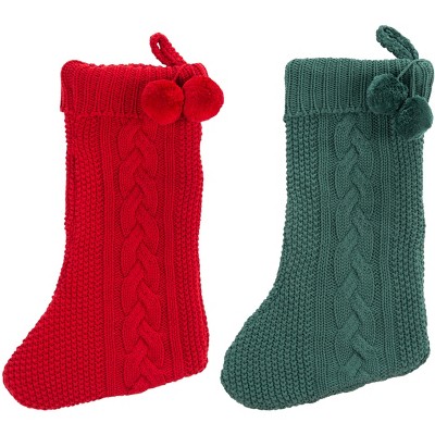 Nutmeg Stocking (Set of 2) - Red/Green - 11" X 19" - Safavieh