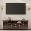 72" Solid Wood with Tempered Glass Wide TV Media Stand with Handcrafted Finish, Cord Management, and Tempered Glass Doors for Living Room - 2 of 4