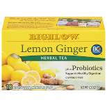 Bigelow Lemon Ginger Plus Probiotics Herbal Tea Bags - 18ct