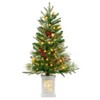 3FT Pre-Lit Artificial Christmas Tree Tabletop with 78 Warm White Lights, Flocked Potted Christmas Tree, Battery Operated, for Front Door, Porch - 3 of 4