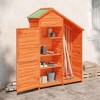 vidaXL Brown Solid Pine Wood Garden Tool Shed – Large Storage Space, Rainproof Roof, Easy Assembly, Made for Organizing Lawn and Outdoor Tools - 2 of 4